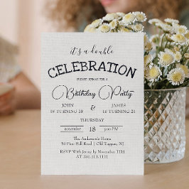 Invitación Fiesta de cumpleaños doble de Canva clásica