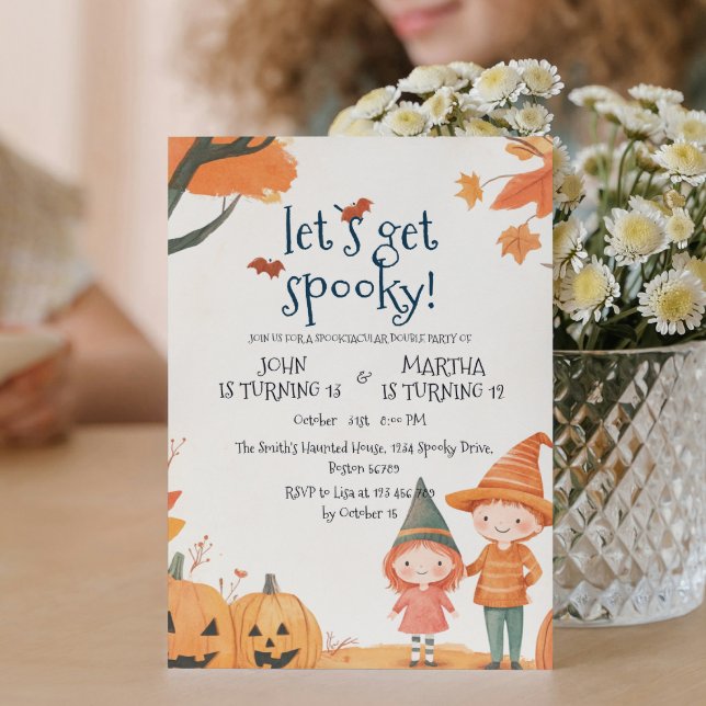 Invitación Fiesta de cumpleaños doble de Halloween para Chica (Subido por el creador)