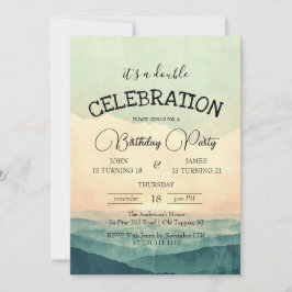 Invitación Fiesta de cumpleaños doble de Sunset y Mountain Hi