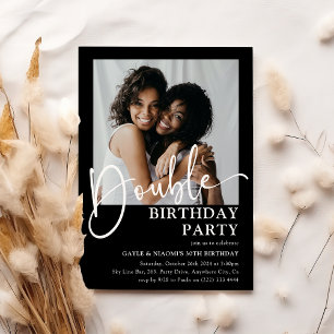 Invitación FIESTA DE CUMPLEAÑOS DOBLE Minimalista Cumpleaños