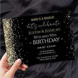 Invitación Fiesta de cumpleaños doble negro de Purpurina de o