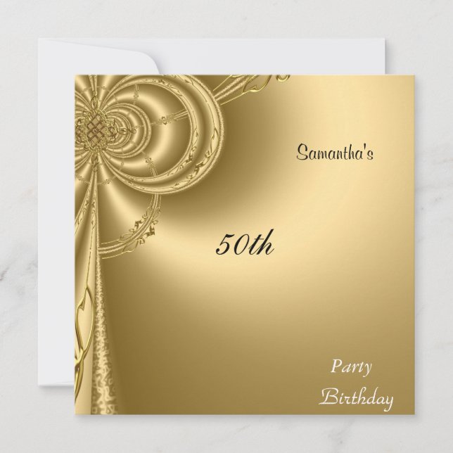Invitación Fiesta de Cumpleaños Dorada (Anverso)