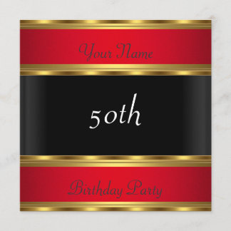 Invitación Fiesta de Cumpleaños Dorado Rojo Negro