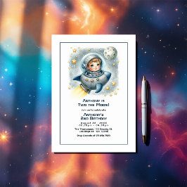 Invitación Fiesta de cumpleaños "Dos la Luna" del cohete infa