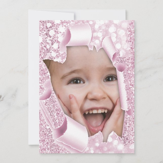 Invitación Fiesta de Cumpleaños Dulce 5.º 15.º 10.º Purpurina (Anverso)