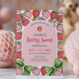 Invitación Fiesta de cumpleaños dulce de fresa Cumpleaños de 