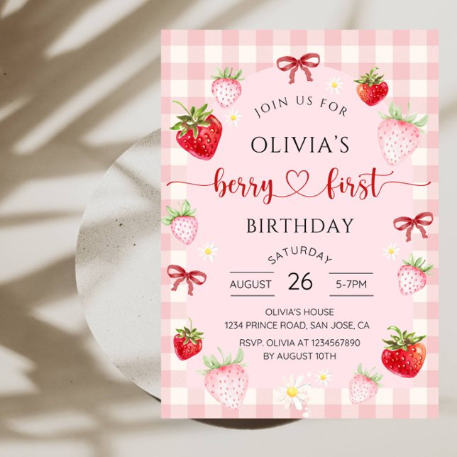 Invitación Fiesta de Cumpleaños Dulce Fresa para Niñas de 1 a (Subido por el creador)