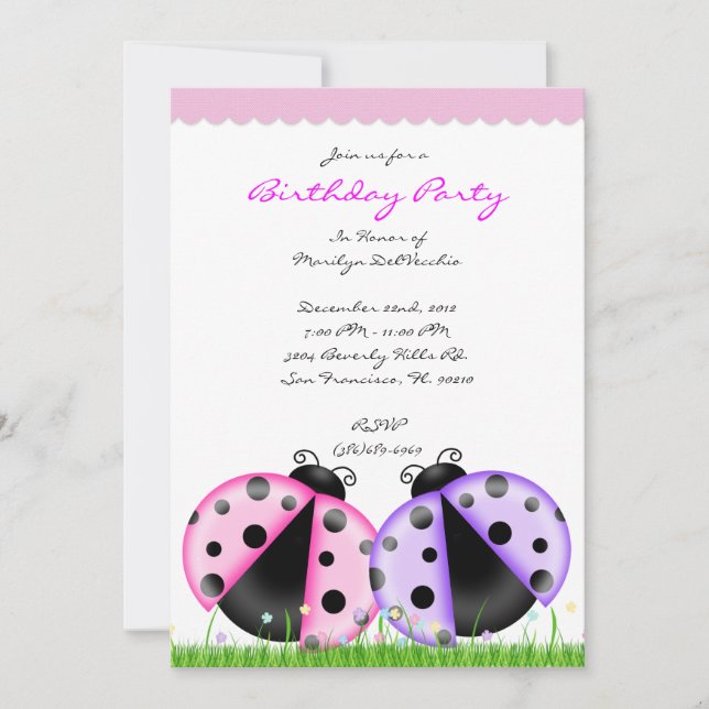 Invitación Fiesta de cumpleaños dulce LINDA de la señora (Anverso)