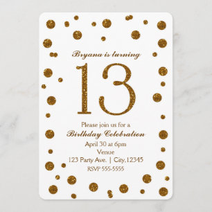 Invitación Fiesta de Cumpleaños Dulces 13 Puntos Brillantes B
