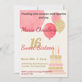 Invitación Fiesta de Cumpleaños Dulces 16 de Caprichos y Dese