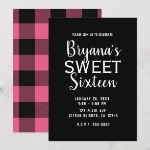Invitación Fiesta de Cumpleaños Dulces 16 de Cuadros Búfalo R
