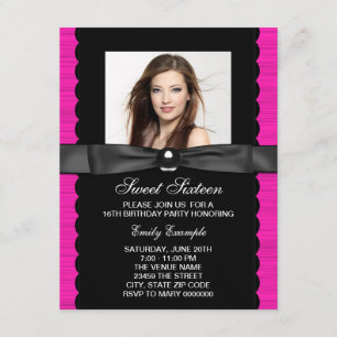 Invitación Fiesta de cumpleaños Dulces 16 Foto Rosa Caliente