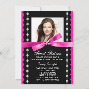 Invitación Fiesta de cumpleaños Dulces 16 Foto Rosa Caliente