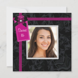 Invitación Fiesta de Cumpleaños Dulces 16 Foto Rosa Caliente