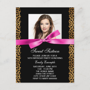 Invitación Fiesta de Cumpleaños Dulces 16 Fotos de Leopardo R