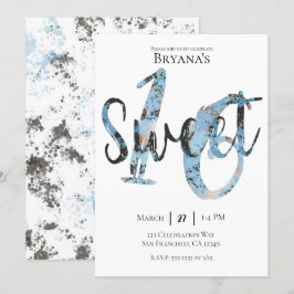 Invitación Fiesta de Cumpleaños Dulces 16 Moderna Azul Negro
