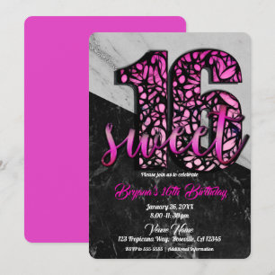 Invitación Fiesta de Cumpleaños Dulces 16 Niñas Mármol Rosa N