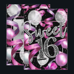 Invitación Fiesta de Cumpleaños Dulces 16 Purpura Negro Plata<br><div class="desc">Personaliza para tu evento</div>
