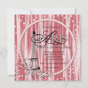 Invitación Fiesta de Cumpleaños Dulces 16 Vintage Rosa París