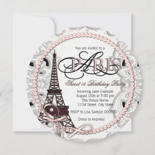 Invitación Fiesta de Cumpleaños Dulces 16 Vintage Rosa París