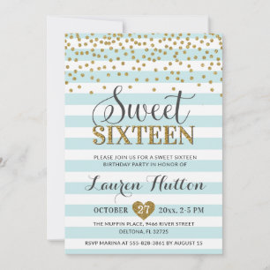 Invitación Fiesta de Cumpleaños Dulces Dieciséis Verde Menta 