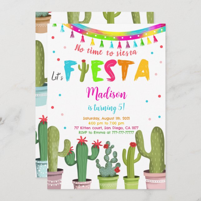 Invitación Fiesta de cumpleaños editable (Anverso / Reverso)