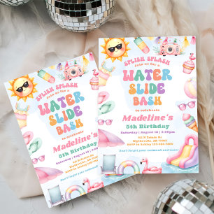 Invitación Fiesta de cumpleaños editable Bash de tobogán de a