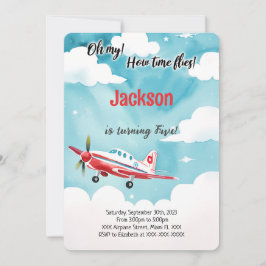 Invitación Fiesta de Cumpleaños Editable de Avión para Niños