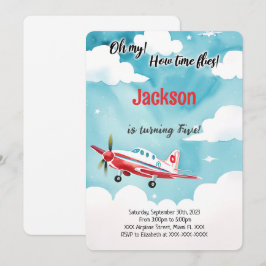 Invitación Fiesta de Cumpleaños Editable de Avión para Niños
