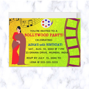Invitación Fiesta de cumpleaños editable de Bollywood