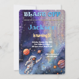 Invitación Fiesta de cumpleaños editable en el espacio exteri