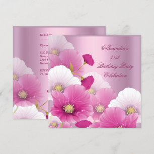 Invitación Fiesta de cumpleaños elegante 21 cumpleaños Rosas
