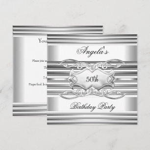 Invitación Fiesta de cumpleaños elegante 50º Joya de Plata Bl