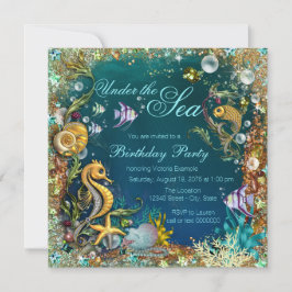 Invitación Fiesta de cumpleaños elegante bajo el mar