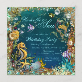 Invitación Fiesta de cumpleaños elegante bajo el mar