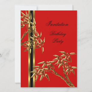 Invitación Fiesta de Cumpleaños Elegante Bamboo Asiático