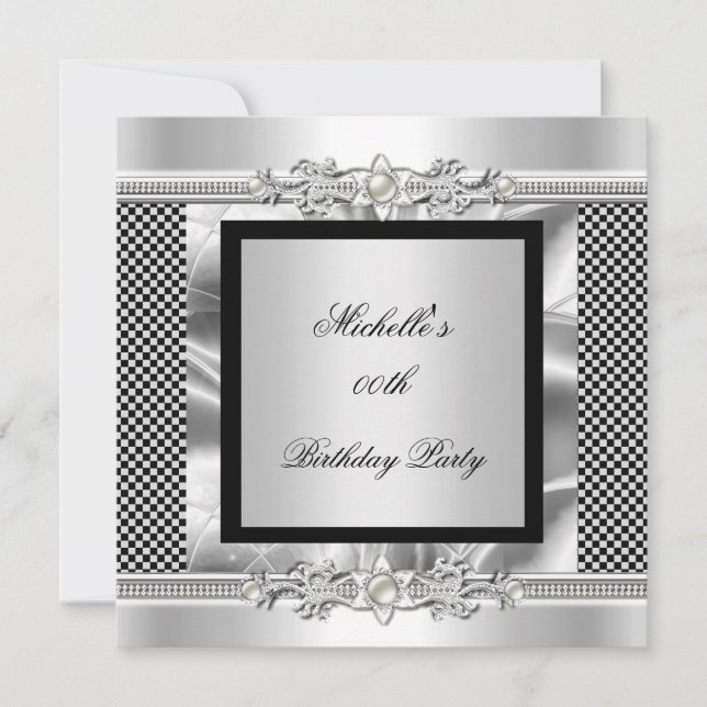 Invitación Fiesta de Cumpleaños Elegante con Estilo Art Deco  (Anverso)