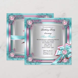 Invitación Fiesta de Cumpleaños Elegante de Élite Turquesa Ro