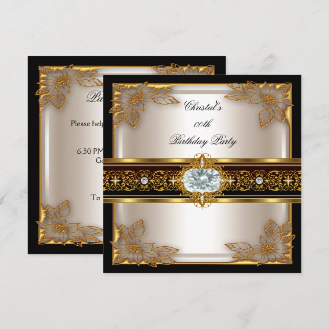 Invitación Fiesta de cumpleaños elegante de la élite de la cr (Anverso / Reverso)