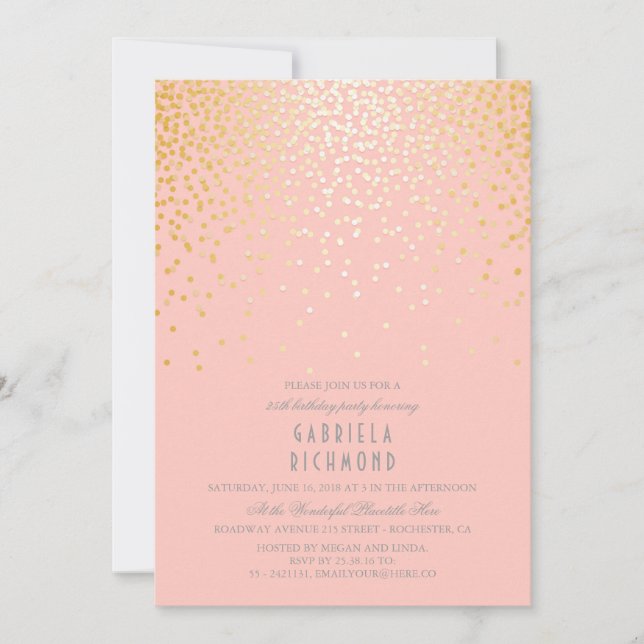 Invitación Fiesta de cumpleaños elegante de oro (Anverso)
