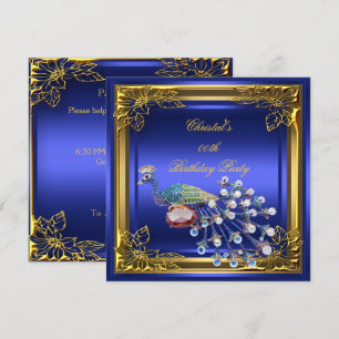 Invitación Fiesta de Cumpleaños Elegante Elite Pavo Real Dora