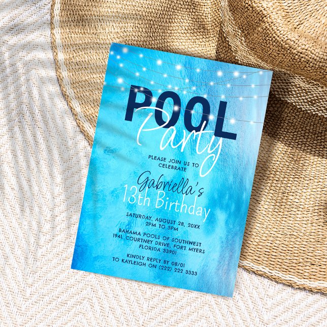 Invitación Fiesta de Cumpleaños Elegante en la Piscina (Subido por el creador)