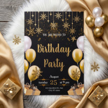 Fiesta de cumpleaños elegante en negro y dorado