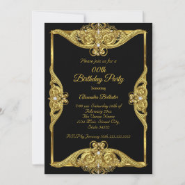 Invitación Fiesta de Cumpleaños Elegante Foto Marco de Oro Ne