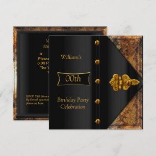 Invitación Fiesta de Cumpleaños Elegante Hombres Dorado Oxida