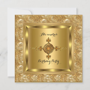 Invitación Fiesta de Cumpleaños Elegante Joyas Diamante Oro E