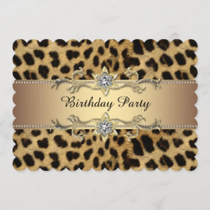 Invitación Fiesta de Cumpleaños Elegante Leopardo Dorado