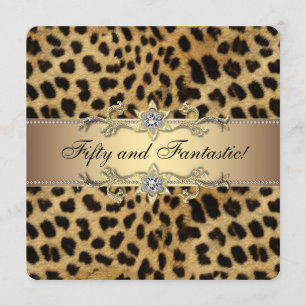 Invitación Fiesta de Cumpleaños Elegante Leopardo Dorado