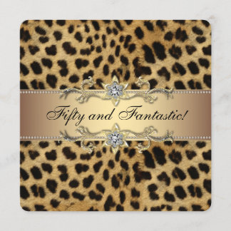 Invitación Fiesta de Cumpleaños Elegante Leopardo Dorado