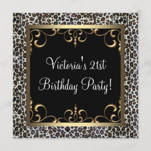 Invitación Fiesta de Cumpleaños Elegante Leopardo Remolino de